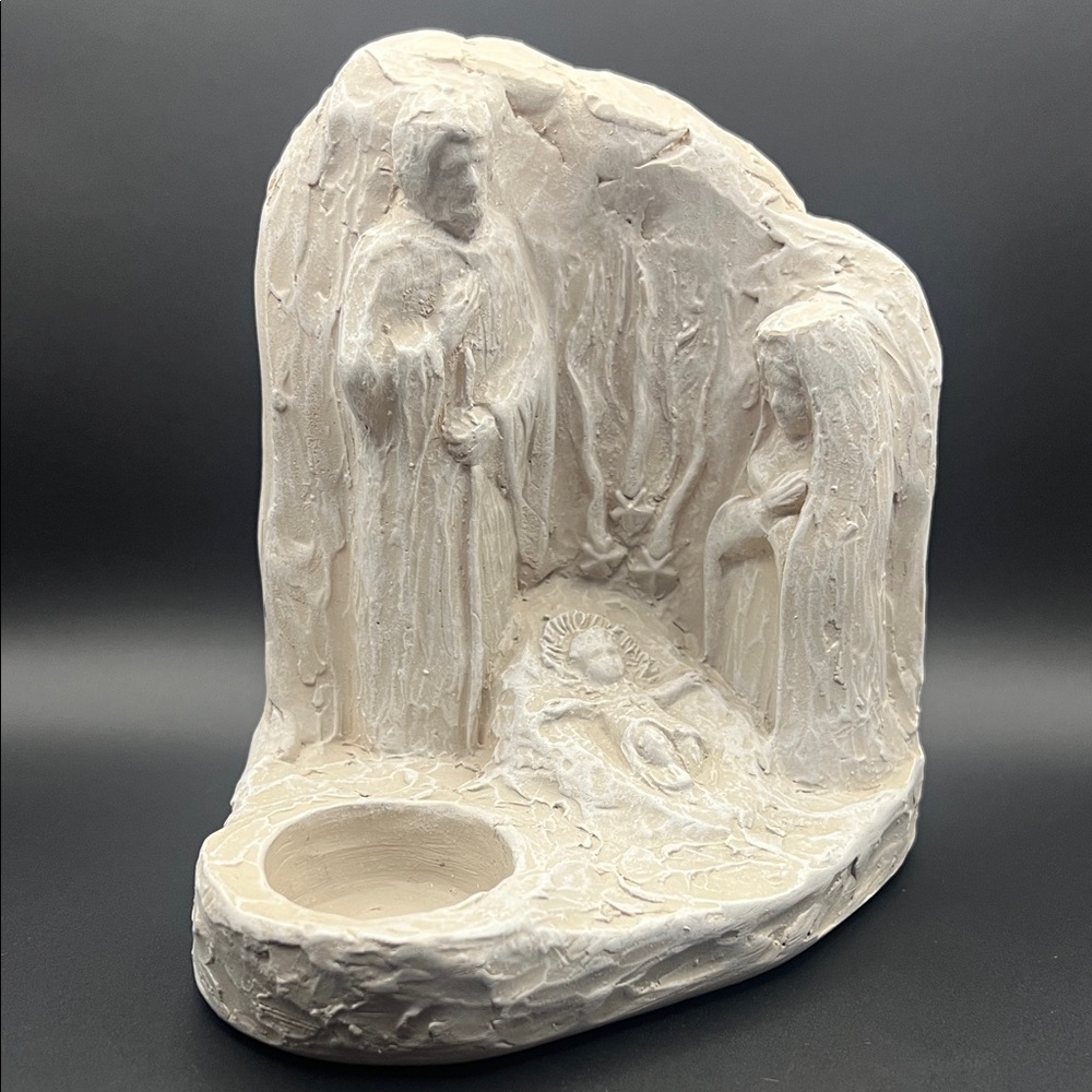 Beautiful Cream Nativity Sculpture